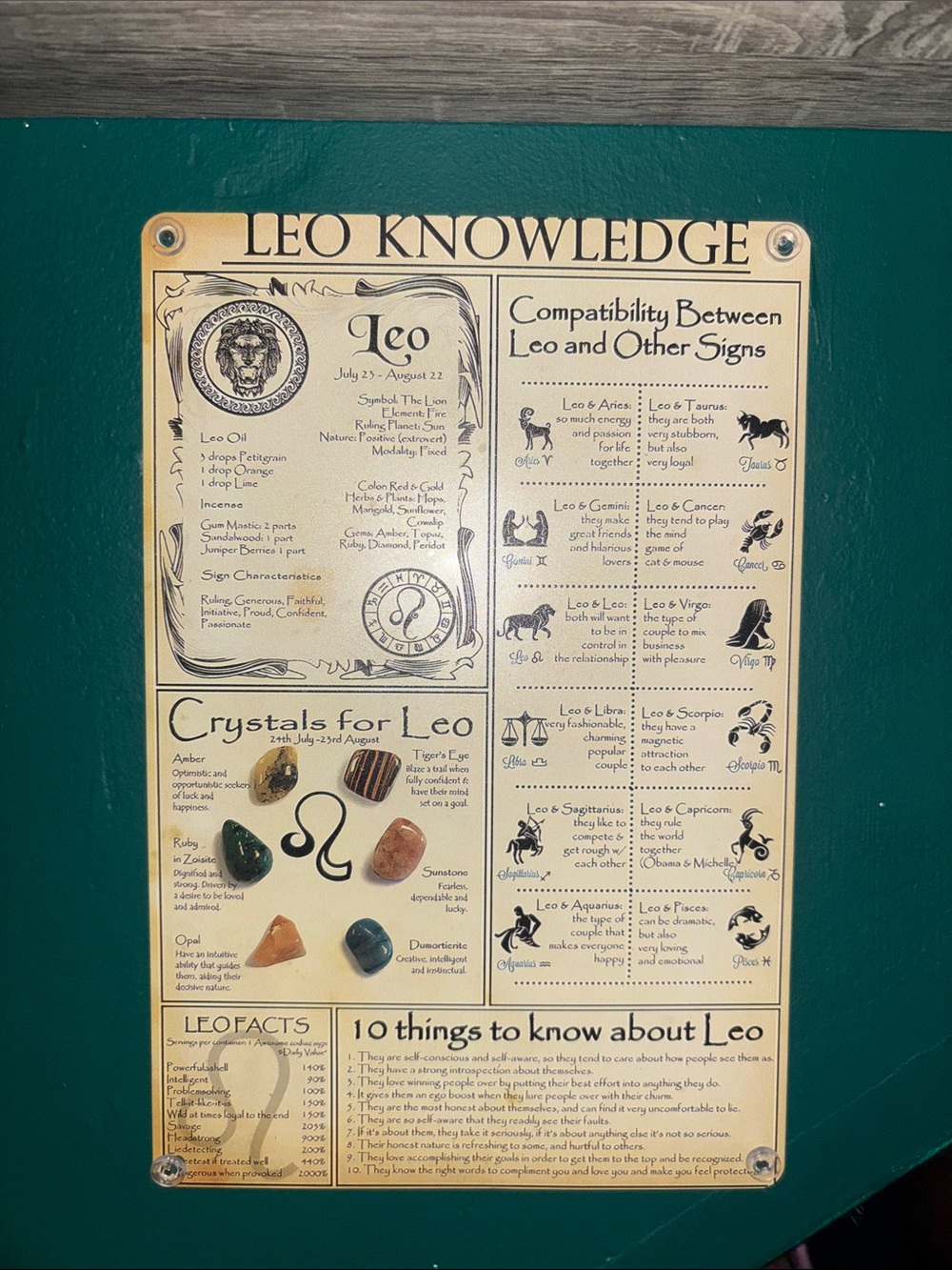 Beige Leo Knowledge Wall Poster